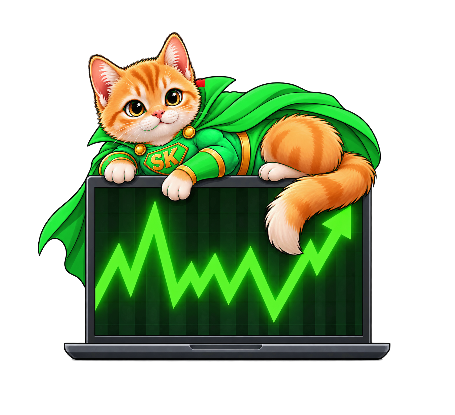 Super Kitty green-and-gold superhero artwork
